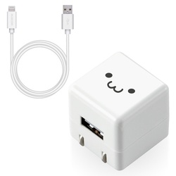 ＡＣ充電器　ライトニングケーブル１．０ｍ　白顔