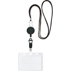 リール式吊下げ名札　チャックタイプ黒