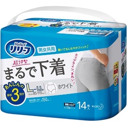 リリーフパンツまるで下着３回分ホワイトＬーＬＬ×４