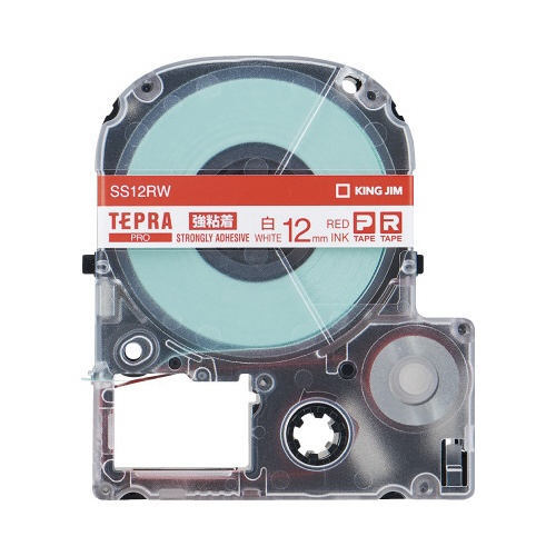 テプラ　ＰＲＯテープ　強粘着白ラベル１２ｍｍ赤文字