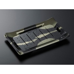 中央化学 寿司容器 HS 波ね皿 24-15 壮月BK-BK 本体