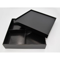 パックスタイル 重箱 黒漆 貼箱 8寸 四ツ仕切