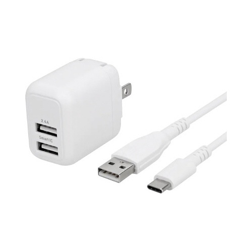 Ｔｙｐｅ−Ｃケーブル付１２Ｗ２ポートＡＣ充電器