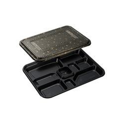 中央化学 仕出し弁当容器 HS 仕切-29 黒-花小舞 共付 蓋セット