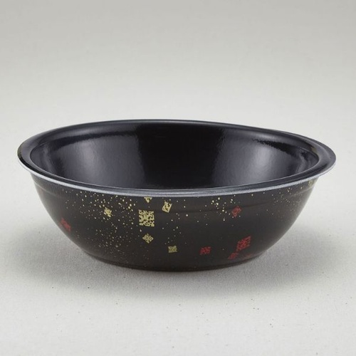 どんぶり容器 SD-160(本体)耐熱黒まきえ内黒 青葉紙業