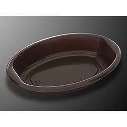 中央化学 軽食容器 BAKEQ 楕円容器 350CC L 茶 本体