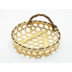 神堂 竹かご 百合かずら付 白(小)