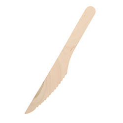 【廃番商品】長井紙業 未晒紙完封木製ナイフ 165mm 個包装 1袋(100本)