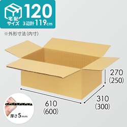 【宅配120サイズ】ダンボール箱（600×300×250mm）5mm A/F K5×K5