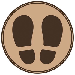 フロア誘導シール足形　丸　ブラウン