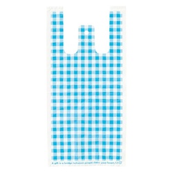 レジ袋 ブルーチェックレジバッグ-3(100枚) ヘッズ