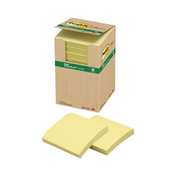 ポストイット　再生紙ノート　７５×７５　黄　１２冊