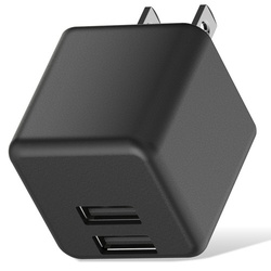 ＡＣ充電器　ＵＳＢ２ポート　キューブ型　ブラック