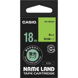ネームランド　蛍光緑色テープ　１８ｍｍ　黒文字