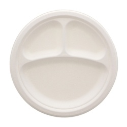 HEIKO 紙皿 業務用 バガスペーパーウェア 深皿プレート ホワイト 3仕切 23cm 50枚/袋