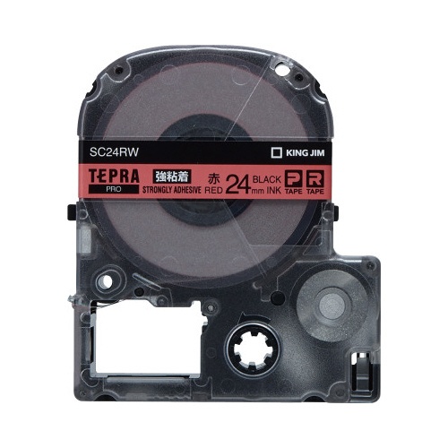 テプラ　ＰＲＯテープ　強粘着赤ラベル２４ｍｍ黒文字