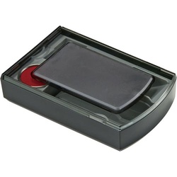 朱肉＋印マット付き印鑑ケース　シクオス　デュオ　黒