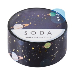 ソーダ　透明マステ（ウチュウ）　２０ｍｍ幅Ｘ３