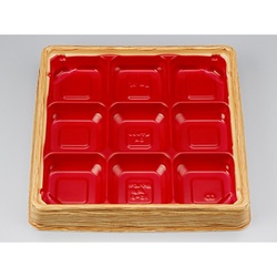 シーピー化成 弁当容器 BFハカマ集膳15-9 杉板赤 本体(N) 発泡