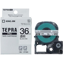 テプラ　ＰＲＯテープ　透明ラベル３６ｍｍ　黒字×５