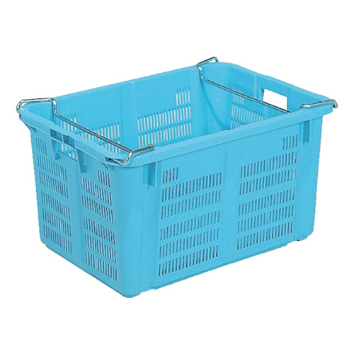 サンコー サンテナーA#80Ｋ ハンドル付 684×480×345mm ライトブルー SKA80KHBLL