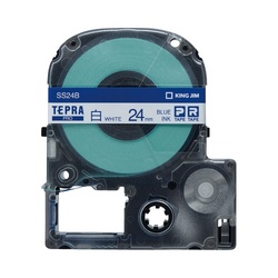 テプラ　ＰＲＯテープ　白ラベル　２４ｍｍ　青文字