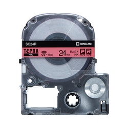 テプラ　ＰＲＯテープ　エコ　赤　２４ｍｍ　黒字×５