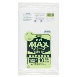 大容量ゴミ袋 SM120 MEGA MAX エコタイプ 120L 半透明 10枚 ジャパックス