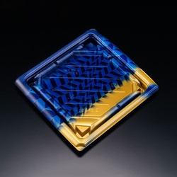 リスパック 寿司容器 バイオ板長 3-3B きえん青 本体