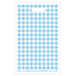ポリ手提げ ブルーチェックワッフルバッグ-4(100枚) ヘッズ