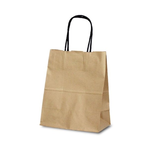 紙手提袋 1258 自動紐手提袋 T-2 茶無地(黒紐) ベルベ