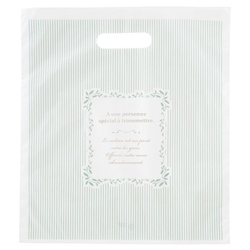 ポリ手提げ ミントストライプPEバッグ-4(100枚) ヘッズ