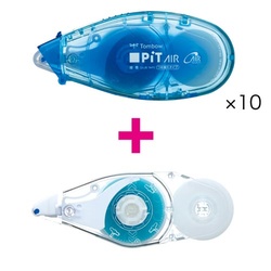 テープのりピットエアーミニ本体ブルー１０個＋詰替１