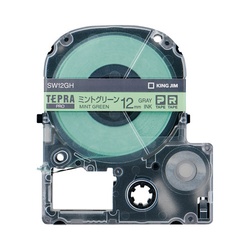 ＰＲＯテープ　ミントグリーン　グレー文字１２ｍｍ