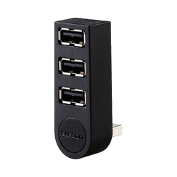 ＵＳＢハブ　２．０バスパワー　３ポート　直挿し　黒