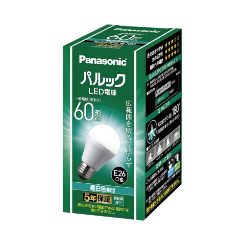 ＬＥＤ一般形電球Ｅ２６　広配光６０Ｗ　昼白色　３個