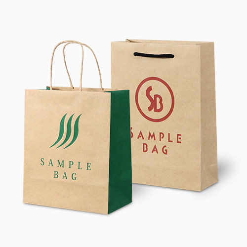 オリジナル印刷紙袋(1色印刷・未晒クラフト紙・マットOPニス・幅450×マチ120×高さ330mm・アクリル丸紐(黒)・通常納期)