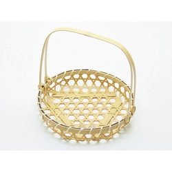 神堂 竹かご 百合竹手付 白(中)