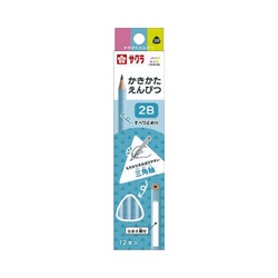 小学生文具かきかた鉛筆三角軸滑止付２ＢブルーＸ３