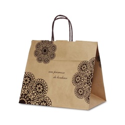 紙手提袋 1080 自動紐手提袋 T-9W レースィ(茶) ベルベ