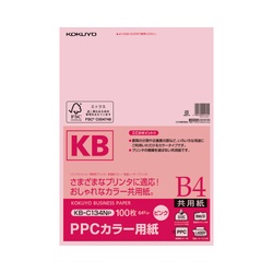ＰＰＣカラー用紙　共用紙　Ｂ４　１００枚　桃