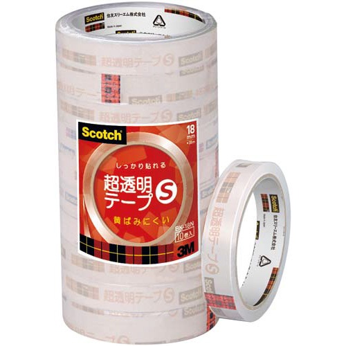 スコッチ　超透明テープＳ　１８ｍｍ幅１０巻