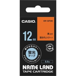 ネームランド　蛍光橙色テープ　１２ｍｍ　黒文字