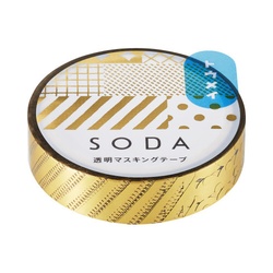 ソーダ　透明マステ（ミックス）　１０ｍｍ幅Ｘ３