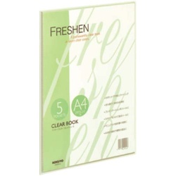 クリヤーＢフレッシェン固定式　Ａ４縦５Ｐ黄緑１０冊