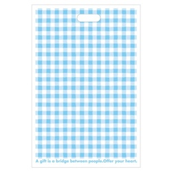 ポリ手提げ ブルーチェックワッフルバッグ-3(100枚) ヘッズ
