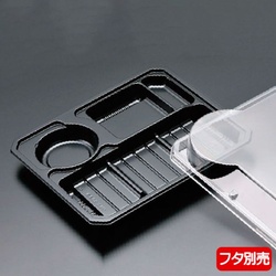 リスパック 冷麺容器 A-PET 割り子50 本体 黒