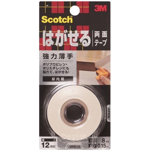 はがせる　両面テープ　強力薄手　１２ｍｍ×８ｍ１巻
