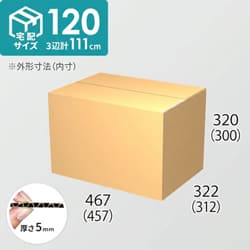 【宅配120サイズ】ダンボール箱(457×312×300) 5mm A/F K6×強化芯180g×K6