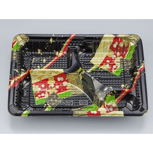 【廃番商品】シーピー化成 弁当容器 CZ-221-1 彩帯黒 本体(N)